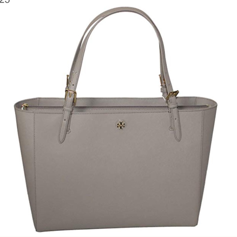 Tory Burch Emerson Large Leather Tote French Gray